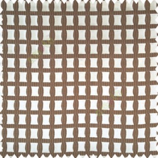 Brown grey color geometric square shapes vertical thin lines flowing thin lines polyester base fabric main curtain